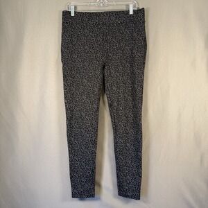 Ann Taylor LOFT Leggings Leopard Print Black Gray Rockabilly Punk Preppy Large